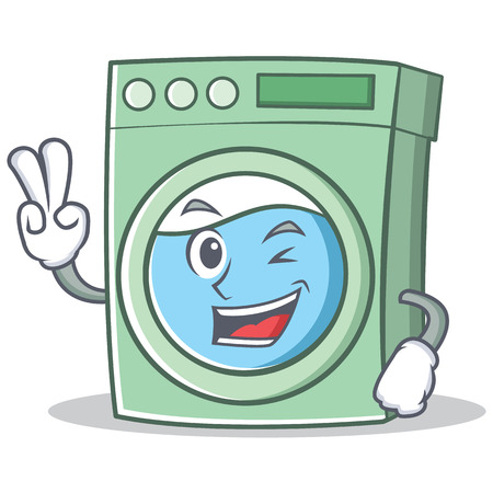 Two finger washing machine character cartoon vector illustration.のイラスト素材