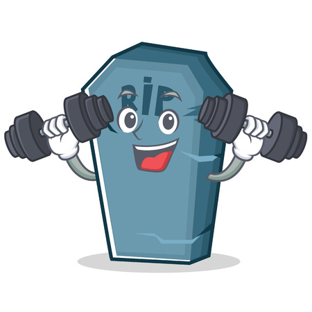 Fitness tombstone character cartoon object vector illustrationのイラスト素材