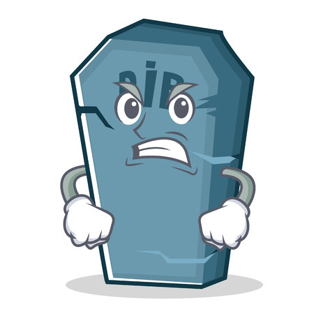 Angry tombstone character cartoon objectのイラスト素材