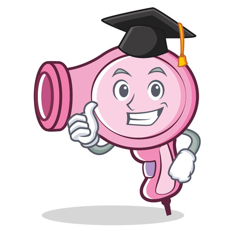 Graduation hair dryer character vector art illustrationのイラスト素材