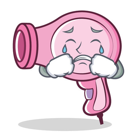 Crying hair dryer character vector art illustrationのイラスト素材