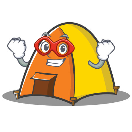 Superhero tent character cartoon style vector illustrationのイラスト素材