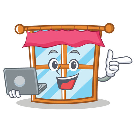 With laptop windows character cartoon styleのイラスト素材