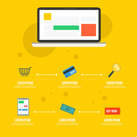 On yellow background mobile marketing vector illustrationのイラスト素材