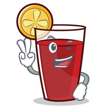 Two finger mulled wine cartoon character.のイラスト素材