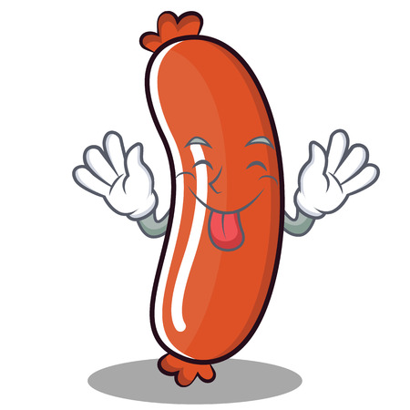Tongue out sausage character cartoon styleのイラスト素材