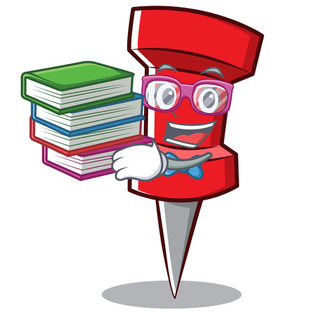 Geek red pin character cartoon vector illustrationのイラスト素材