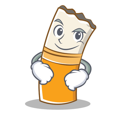 Smirking cigarette character cartoon style vector illustration.のイラスト素材