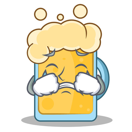 Crying beer character cartoon styleのイラスト素材
