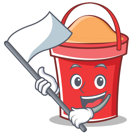 With flag bucket character cartoon style vector illustrationのイラスト素材