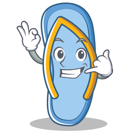 Call me flip flops character cartoon vector illustrationのイラスト素材