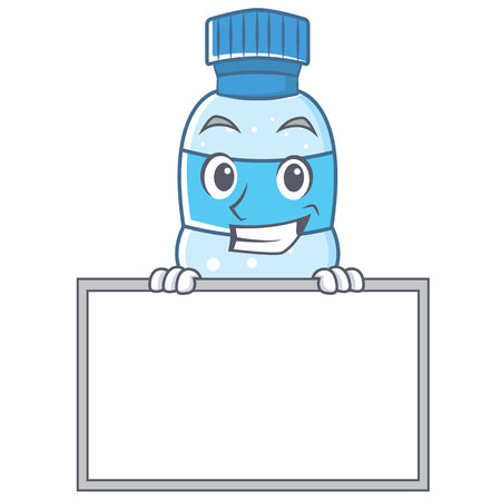 Grinning with board bottle character cartoon styleのイラスト素材