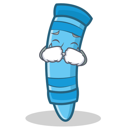 Crying crayon character cartoon styleのイラスト素材