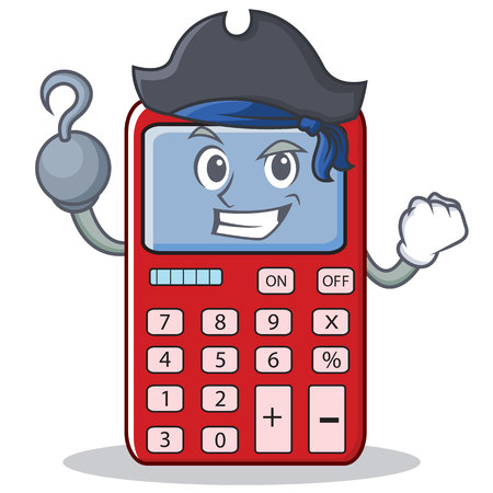 Pirate cute calculator character cartoon vector illustrationのイラスト素材