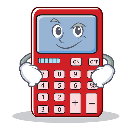 Smirking cute calculator character cartoonのイラスト素材