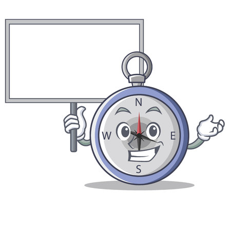 Compass with board character cartoon styleのイラスト素材