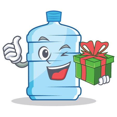 With gift gallon character cartoon style vector illustrationのイラスト素材