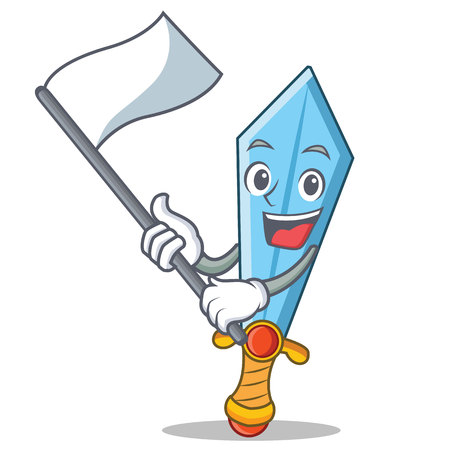 With flag sword character cartoon styleのイラスト素材