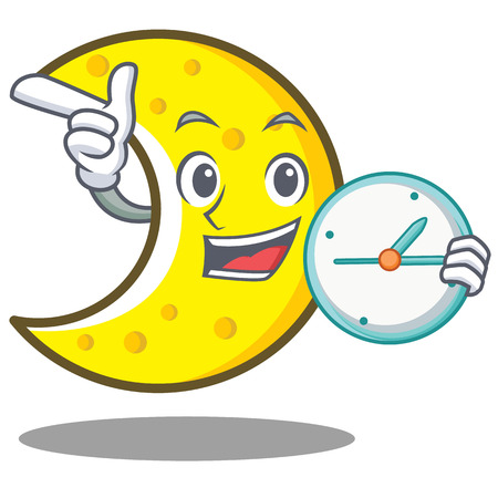 With clock crescent moon character cartoonのイラスト素材