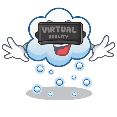 With virtual reality snow cloud character cartoon vector illustrationのイラスト素材