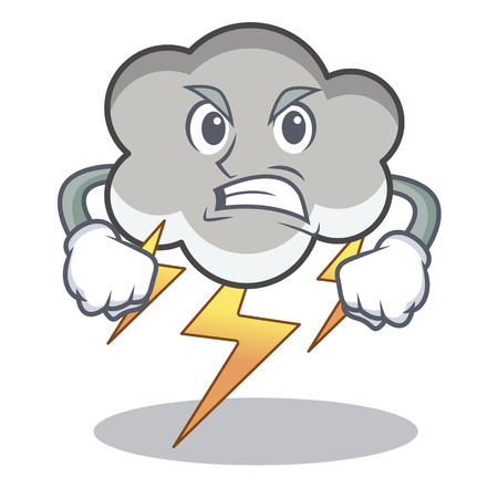 Angry thunder cloud character, cartoon vector illustrationのイラスト素材