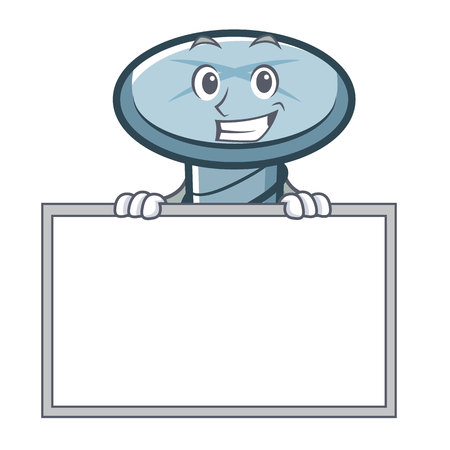 Grinning with board screw character cartoon styleのイラスト素材