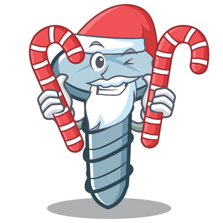 Santa with candy screw character cartoon style vector illustrationのイラスト素材
