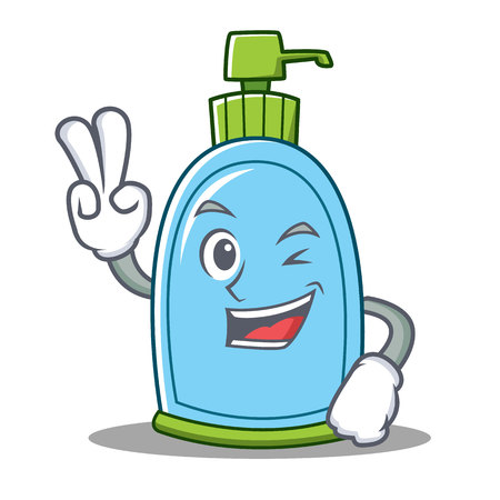 Two finger liquid soap character cartoonのイラスト素材