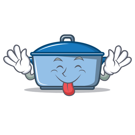 Tongue out kitchen pan character cartoon styleのイラスト素材