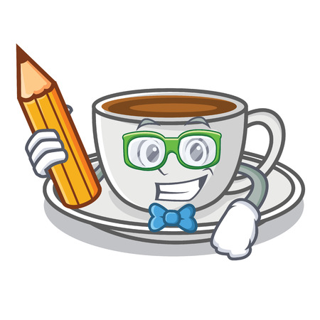 Student coffee character cartoon style vector illustrationのイラスト素材