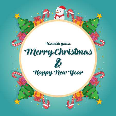 Greeting card of Christmas theme vector illustrationのイラスト素材