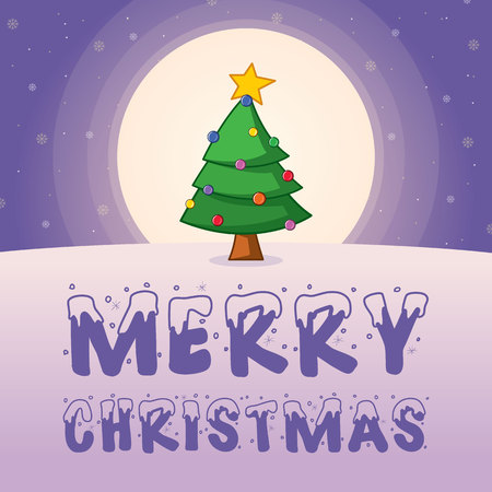 Merry Christmas greeting card style vector illustrationのイラスト素材