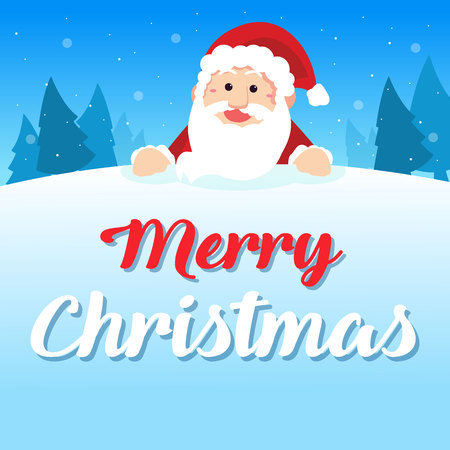 Merry Christmas with Santa greeting card with santa claus vector illustrationのイラスト素材