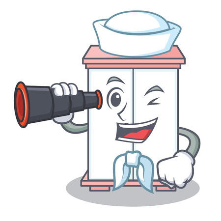 Sailor with binocular cabinet character cartoon style vector illustrationのイラスト素材