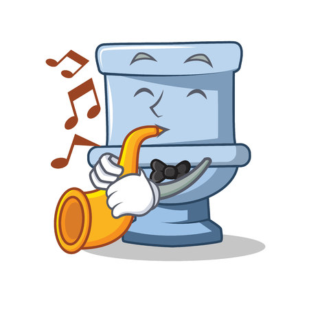 With trumpet toilet character cartoon styleのイラスト素材