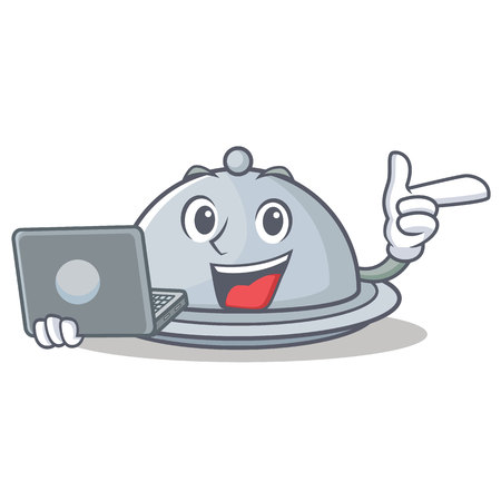 With laptop tray character cartoon style vector illustrationのイラスト素材