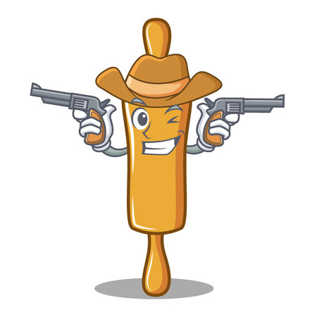 Cowboy rolling pin character cartoon vector illustrationのイラスト素材