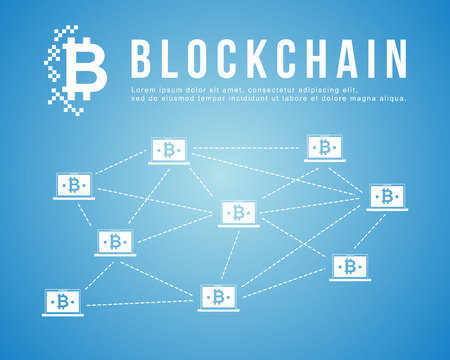 Bitcoin background on blue background vector illustrationのイラスト素材