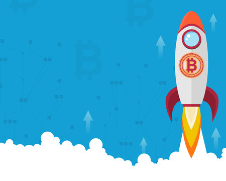 Block chain background with rocket vector illustrationのイラスト素材