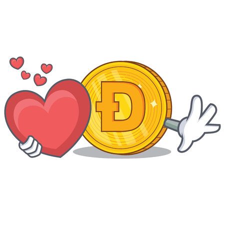 With heart Dodgecoin character cartoon styleのイラスト素材