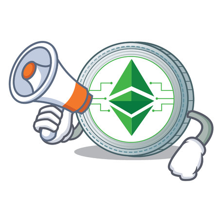 With megaphone Ethereum classic character cartoon vector illustrationのイラスト素材