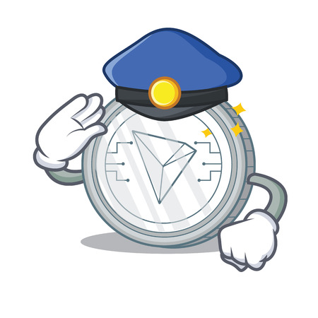 Police Tron coin character cartoon vector illustrationのイラスト素材