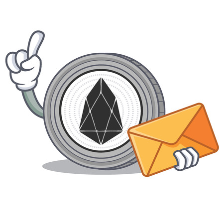 With envelope EOS coin character cartoon vector illustrationのイラスト素材