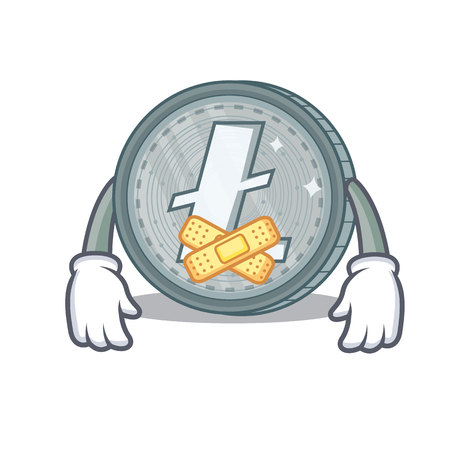 Silent Litecoin character cartoon style vector illustartionのイラスト素材