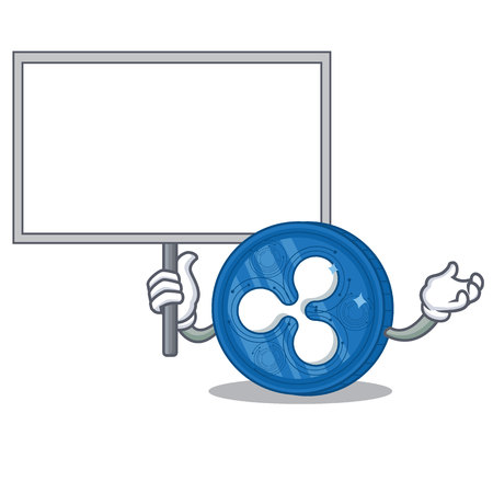 Bring board Ripple coin character cartoon.のイラスト素材