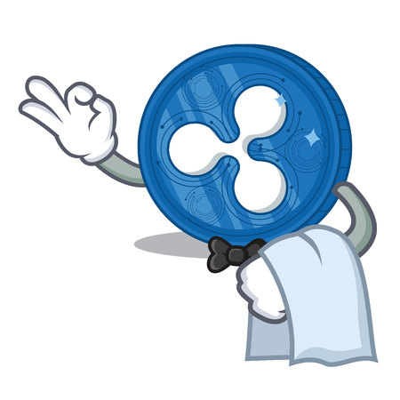 Waiter Ripple coin character cartoonのイラスト素材