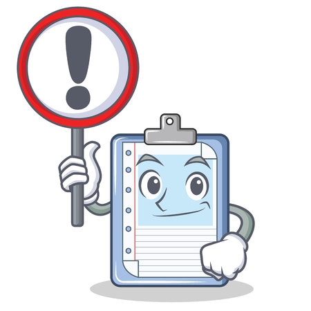 Clipboard character cartoon style illustration holding a signのイラスト素材