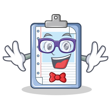 Geek clipboard character cartoon style vector illustrationのイラスト素材