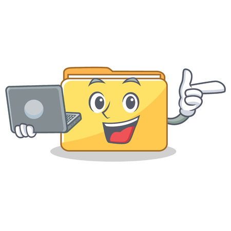 With laptop folder character cartoon style vector illustrationのイラスト素材