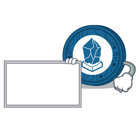 With board Lisk coin character cartoon vector illustrationのイラスト素材